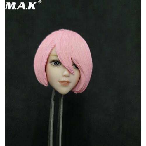 1/6 Scale Pale Skin 2B PS4 NieR Automata Anime Female Head Sculpt Toy With Pink Hair Mould for 12'' Action Figure Body