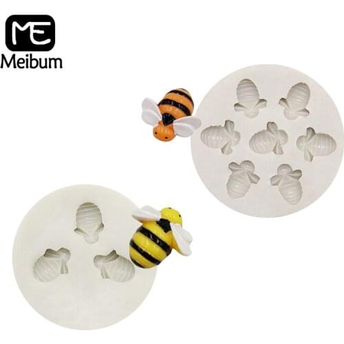 Meibum Bees Silicone Mold 2 Types Fondant Cake Molds Sugarcraft Paste Decorating Moulds Clay Polymer Decor Baking Tools