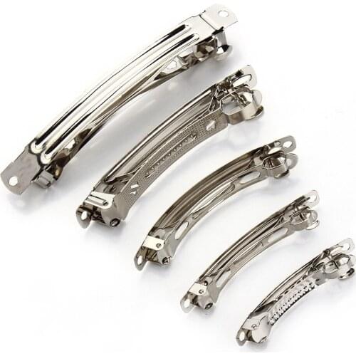 20pcs 50-98mm Silver Color Metal French Barrettes Clips Spring Clip Hairpin Base Blank Bezel for Hair Bow DIY Headwear Findings