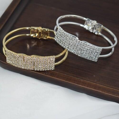 Fashion Crystal Cuff Bracelets for Women Gold Silver Plated Bracelet Rhinestone Open Bracelets & Bangles Holiday Jewelry Gift