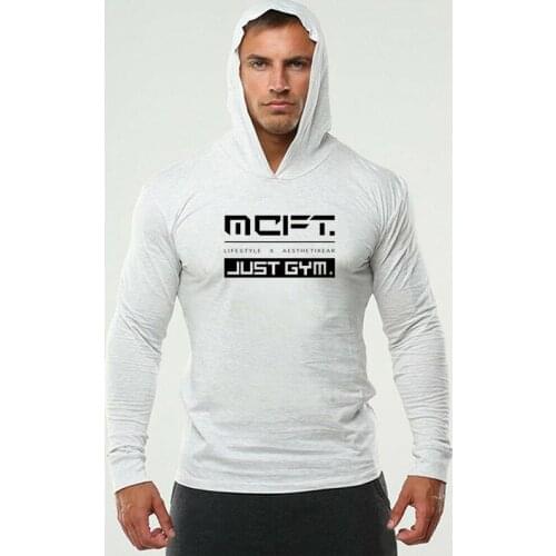 Bodybuilding T-Shirt Men New Autumn Fitness Long Sleeve Hooded T Shirt Men Brand Just Gym Hoody Fashion Slim Fit Cotton Tee Tops
