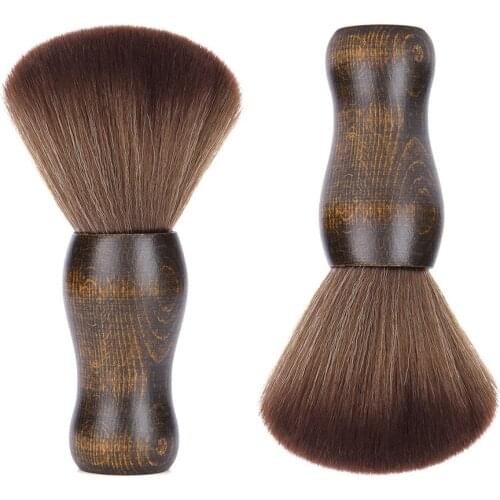 Professional Barber Neck Face Duster Brush Salon Hair Cleaning Sweep Brush Hair Cut Hairdressing Cleaner Wooden Brown Sweep Comb