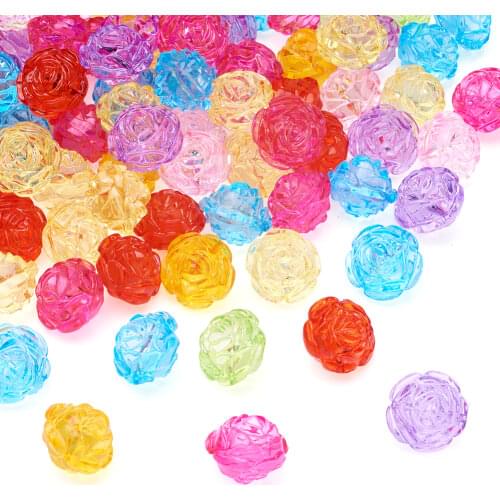Pandahall 79pc/500g Rose Pink Transparent Acrylic Beads For Mothers Day DIY Jewelry Making Necklaces Necklaces Supplies,25mm
