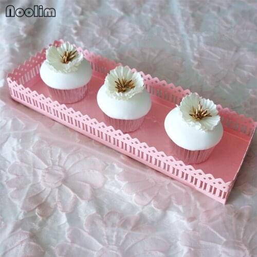 NOOLIM 4 Colors Rectangle Tray Cake Stand Cupcake For Wedding Party Event Home Decor 30cmx10cm Cake Tools