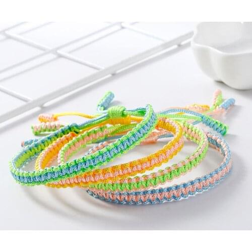 Lucky Charm Handmade Thread Bracelet Boho Braided Knot Bracelets&Bangles Women Men Hand Weave Green Rope Jewelry Adjustable