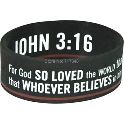 300pcs For God so Loved the World John 3:16 wristband silicone bracelets free shipping by FEDEX