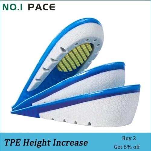 NOIPACE Silicone Gel Heel Cups Height Increase Insoles Elevator Shoes Pads Women Men Growing Heel Half Non-Slip Sole For Foot
