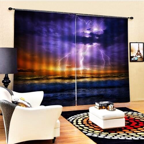 Modern Home Decoration Blackout 3D Curtain stereoscopic purple landscape curtains Decoration curtains