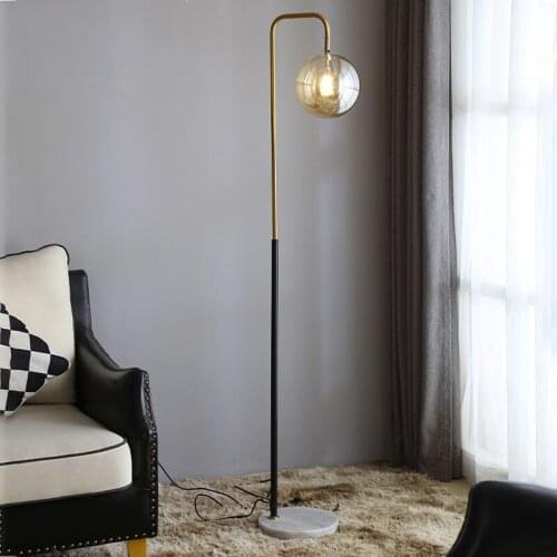 Modern Minimalist Glass Shade Led Floor Lamp Bedroom Bedside Lamp Living Room Home Decor Indoor Lighting Light Standing Lamp