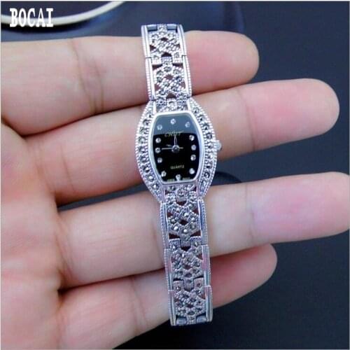 925 sterling silver Thai silver watch set with stone retro silver watch female new temperament watch