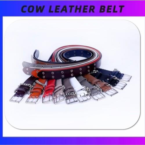 Chain cowhide belt female wide belt decoration chic cool waist chain accessories with suit jacket black no-punch waist seal