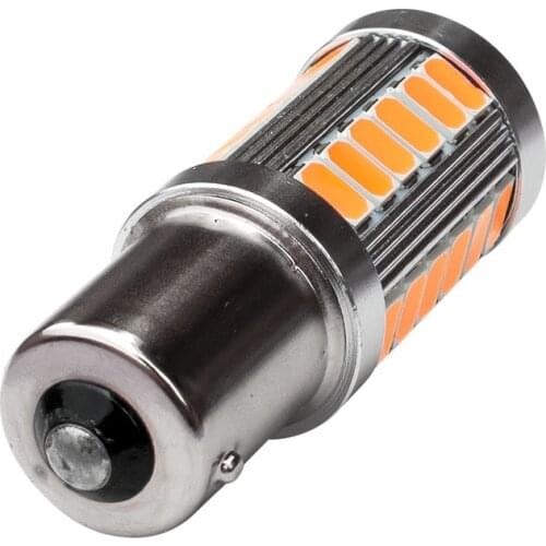 1Pcs BAU15S PY21W 1156PY Yellow Car LED Bulbs 33 SMD 5730 5630 Side Marker Light Dome Brake Tail Turn Signal Lamp For DC 12V