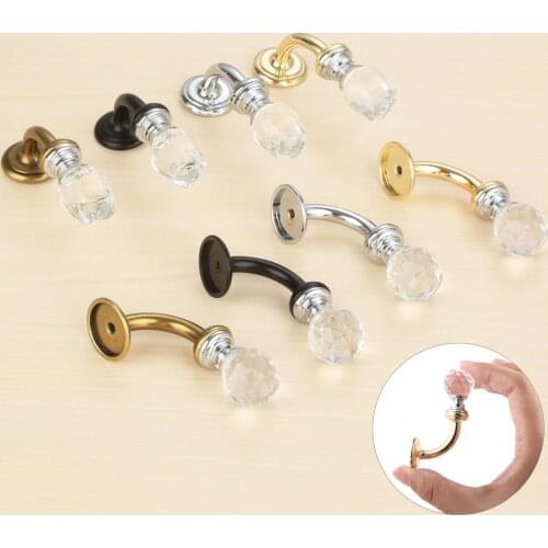 1Pcs Zinc Alloy Hooks with Crystal Ball Wall Hanger Hat Coat Towel Robe Hook Bathroom Kitchen Single Hooks