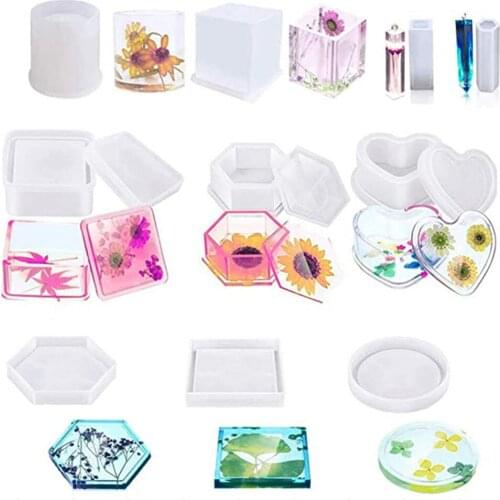 10pcs DIY Jewelry Storage Box CupCasting Molds Tools Set Crystal Resin Silicone Mold Glue Mirror Mold Silicone Crystal Accessory
