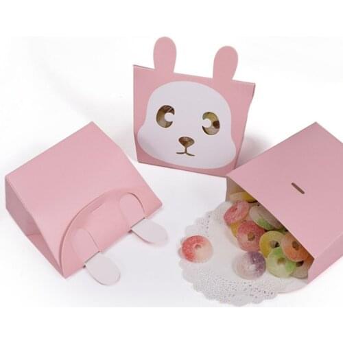 10pcs Cute Panda Rabbit Design Candy Bag Baby Shower Favors Candy Box Treat Kids Birthday Party Cookies Packaging Box