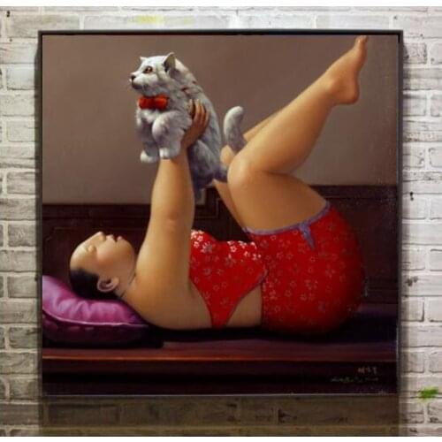 100% Hand Painted Painting On Canvas Famous Artist Liu Bao Juns Elegant Woman Nice Painting For Home Room Wall Decoration