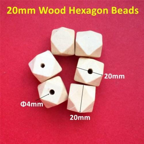 1000pcs 20mm Hexagon Natural Wooden Beads Unfinished Baby Teether Wooden Teething Jewelry Necklace Beads