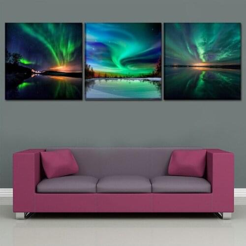 3 PCS Diamond Painting Natural Landscape Northern Lights Diy Diamond Embroidery Full Square Round Drill Mosaic Home DecorZP-1839