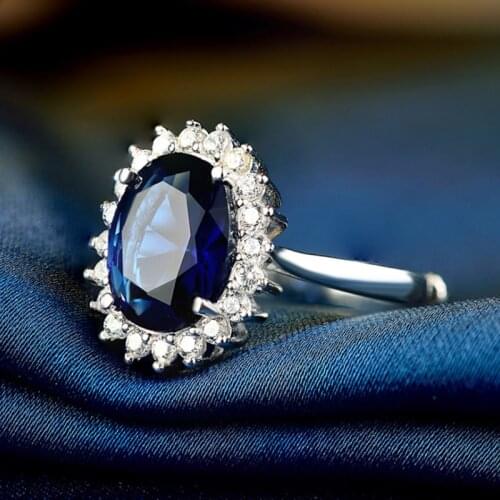 Zirconium S925 Sterling Silver Sapphire Ring Elegant Ladies Elegant Evening Dress Banquet Handmade Jewelry for Women Gift