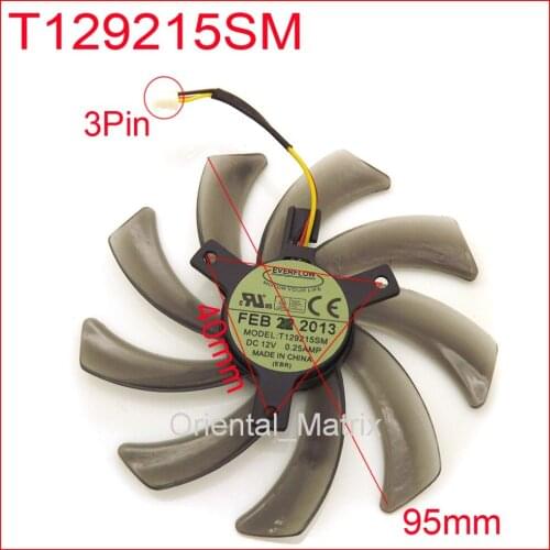 Free Shipping T129215SM 95mm 12V 0.25A VGA Fan For Gigabyte GVN550WF2 N56GOC R667D3 R777OC Graphics Card Cooler Cooling Fan