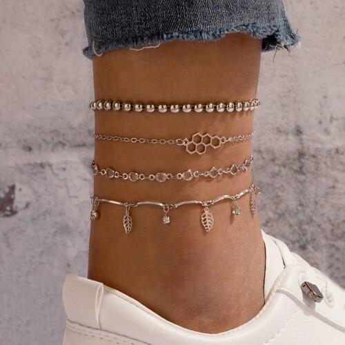 Fashion Multi Layer Chain Anklets for Women Beach Foot Jewelry Leg Chain Ankle Bracelets Women Accessories
