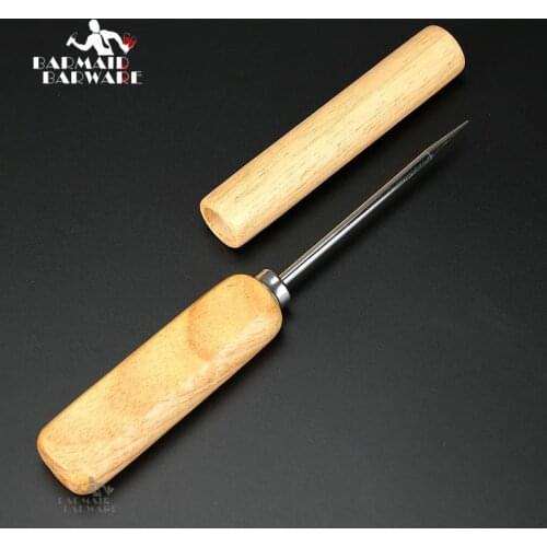 Ice Pick Crusher Crushed With Wooden Handle Cocktail Ice Crusher Metal Pick Bar Chisel Household Kitchen Bar Tool