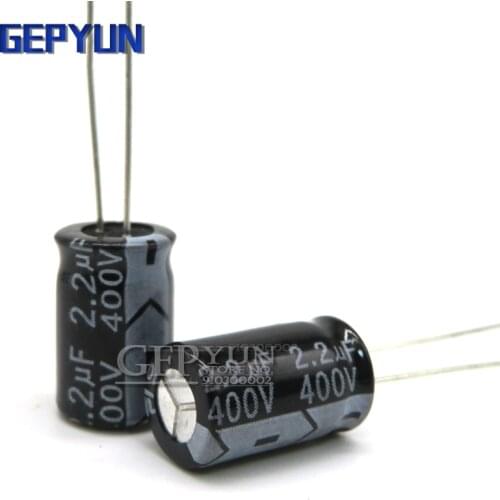 10PCS 400v2.2uf 400v2.2uf 6.3x12 400v 2.2uf 6.3*12 Elec Electrolytic capacitor Gepyun