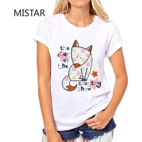 Kawaii Fox Animal Print Graphic Tees Women Cute Cartoon T-Shirt Short Sleeves O-Neck Fashion Tshirt Casual White Tops Tee Female