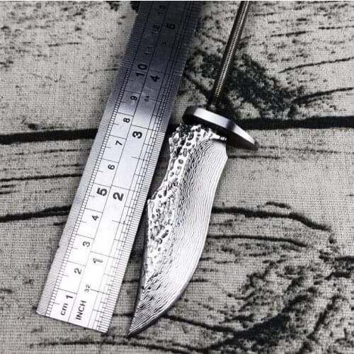 Freewolf 3.15 Inch DIY VG10 Damascus Steel Bowie Blade With Stainless Steel Knives' Handle Head H0145