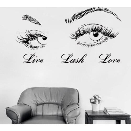 “Live Lash Love” Eyelashes Beauty Salon Vinly Wall Decal Eyelash Wall Decal Lashes Beauty Salon Decals Personality Sticker LL191