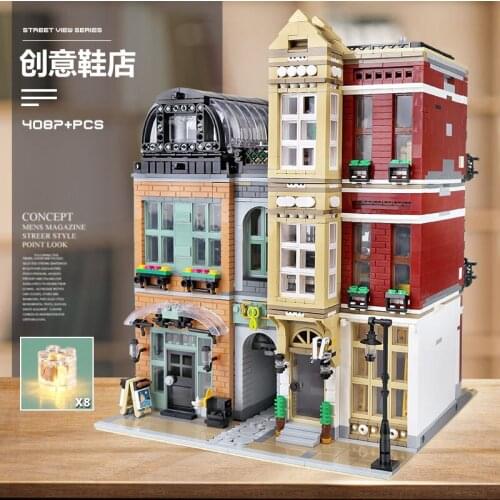 MOC 16001 Streetview Building Blocks The 10005 Shoes Store Set Assembly Model Bricks Building Blocks Kids Christmas Toys Gift
