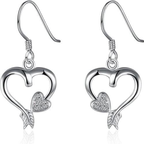 Fashion sterling silver earrings sweet wind jewelry love earrings sweet ladies earrings free shipping no minimum order