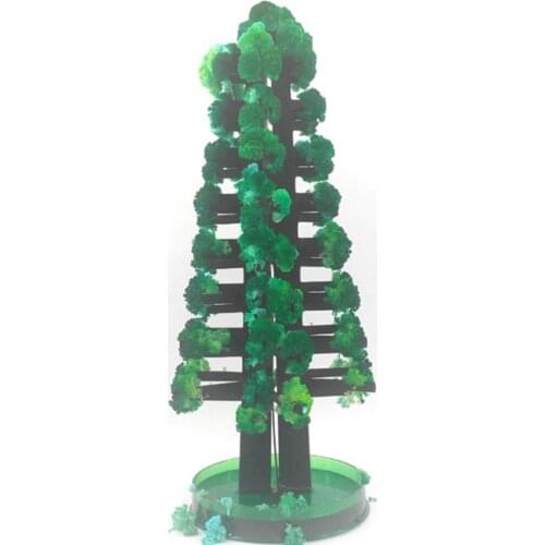 2019 275mm Green Magic Growing Paper Crystal Christmas Tree Kit Artificial Magical Bonsai Japanese Trees Science Kids Toys Funny