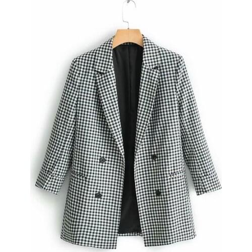 New arrival XQ9-60-9031 European and American fashionable black and white checked suit jacket