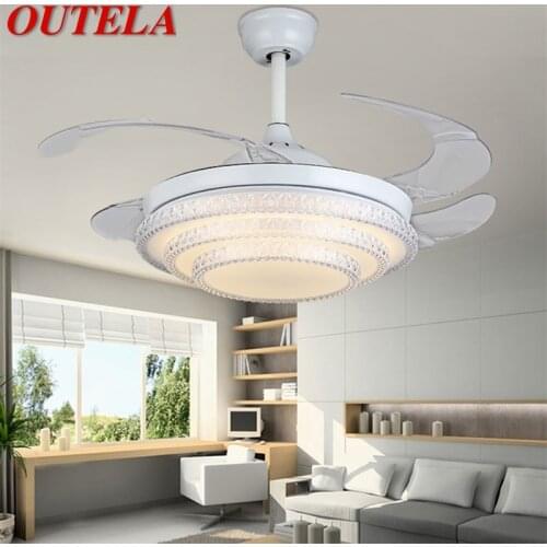 OUTELA Ceiling Fan Light Remote Control Without Blade Modern Simple White LED Lamp For Home