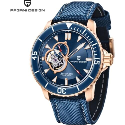 PAGANI DESIGN 44mm 2021 New Sapphire Glass Top luxury Blue Sports and Leisure Automatic Watch Waterproof Mens Mechanical Watch