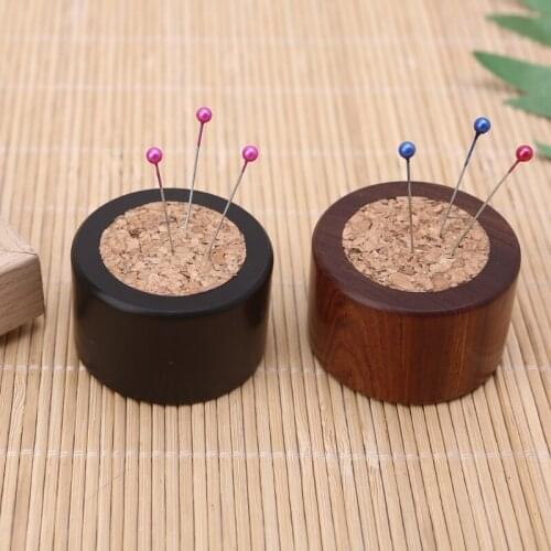2021 New Premium Sandalwood Base Needle Pin Wood Holder Sewing Craft Stitch Needlework DIY Craft Wood Bottom Pin Cushion Holder