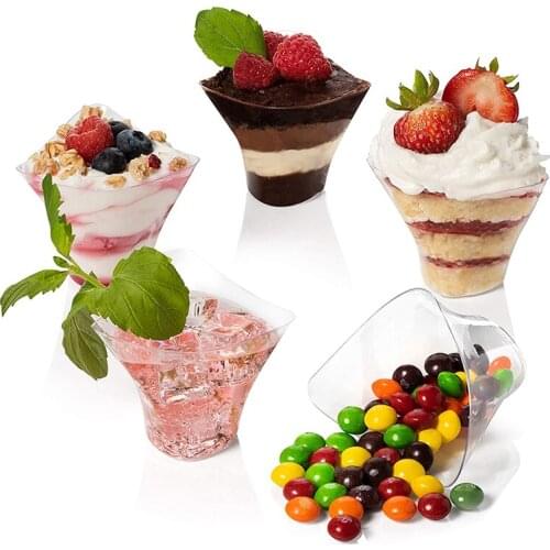 20/25/50 Pcs Dessert Cup Transparent Plastic Mini Fruit Candy Jelly Cake Cup Tableware Wedding Party Supplies