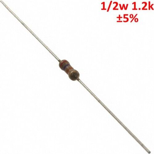 PHISCALE 500pcs Resistor 1.2kOHM 1/2W 5% Tolerance via China POST