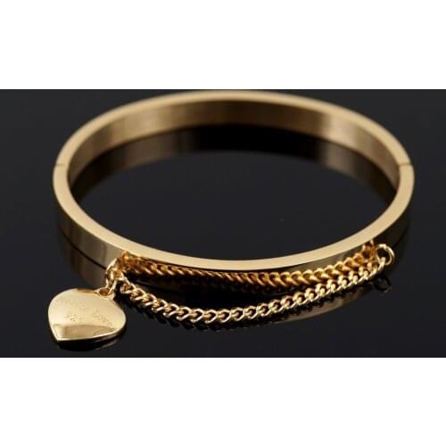 Luxury Chains With Heart Shape Pendant Bangles Punk Stainless Steel Women Men Vintage Womens Bracelet Wedding Brand Jewelry