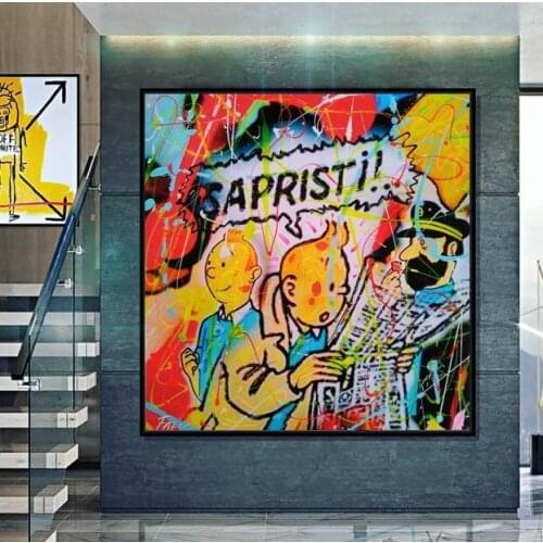 Hand Made Investmangod Modern Art TINTIN On Canvas Oil Painting Wall Art Pictures Painted For Home Decor