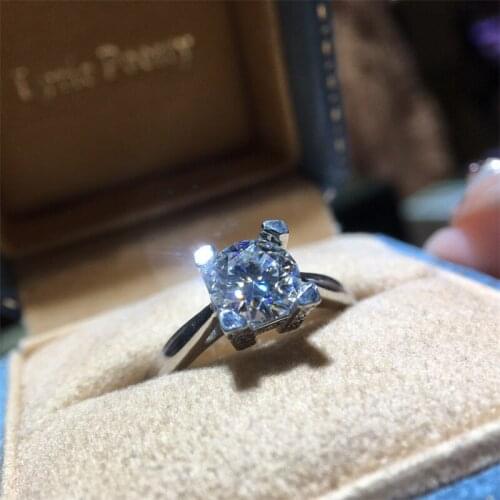 Silver 1 Carat Excellent Cow Head Cut D Color Diamond Test Passed Moissanite Ring Female Silver 925 White Moissanite Jewelry