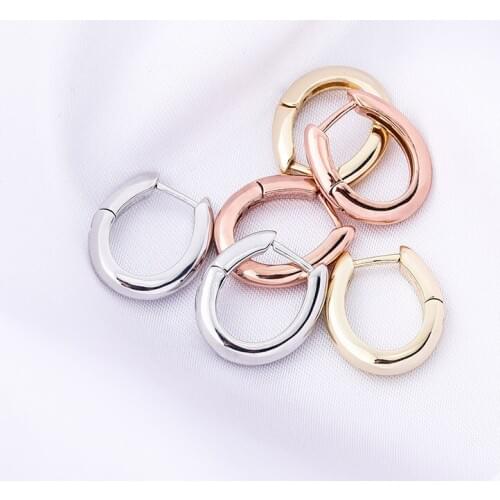 Material S925 Sterling Silver 1Pair Rose Gold Silver Color Circle Stud Earrings for Women Men Unisex Jewelry Drop Shipping