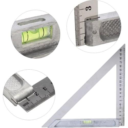 JIGUOOR 150mm 200mm Triangle Ruler Measuring Tools 90 degree Alloy with Level Bubble Bead Horizontal Woodworking