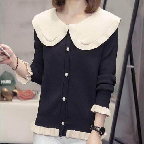 Knitted black cute sweet woman blouses winter Womens sweaters clothing latest 2020 spring autumn korean vestidos female A6265