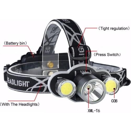 XML-T6 COB 5Modes 18650 Rechargeable Headlight Headlamp Camping