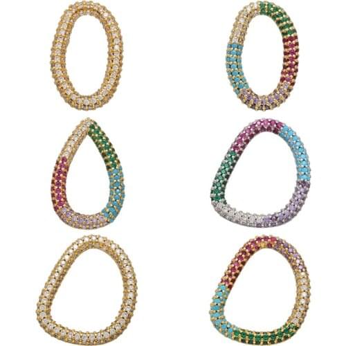 ZHUKOU CZ crystal gold/silver color irregular earrings charms for DIY women handmade earrings jewelry accessories supplies VD740