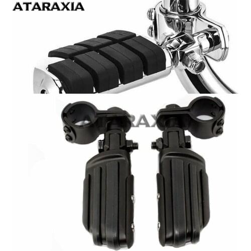 1"-1.25" Double Rubber Motorcycle Highway Crash Bar Clamp Footpeg Footrest Engine Guard Foot Pegs For Harley XL 883 1200