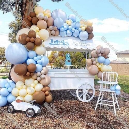 164pcs Baby Shower Decoration Macaron Blue Mocha Brown Balloon Garland Arch Kit DIY Wedding Birthday Party Anniversary Supplies