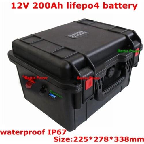 12v 200Ah lifepo4 Battery 12.8v Waterproof Case 100A BMS FOR solar RV photovoltaic boat trolling motor lbs 14.6v 10A charger